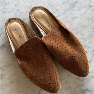 Very Volatile Tan Perforated Mules
